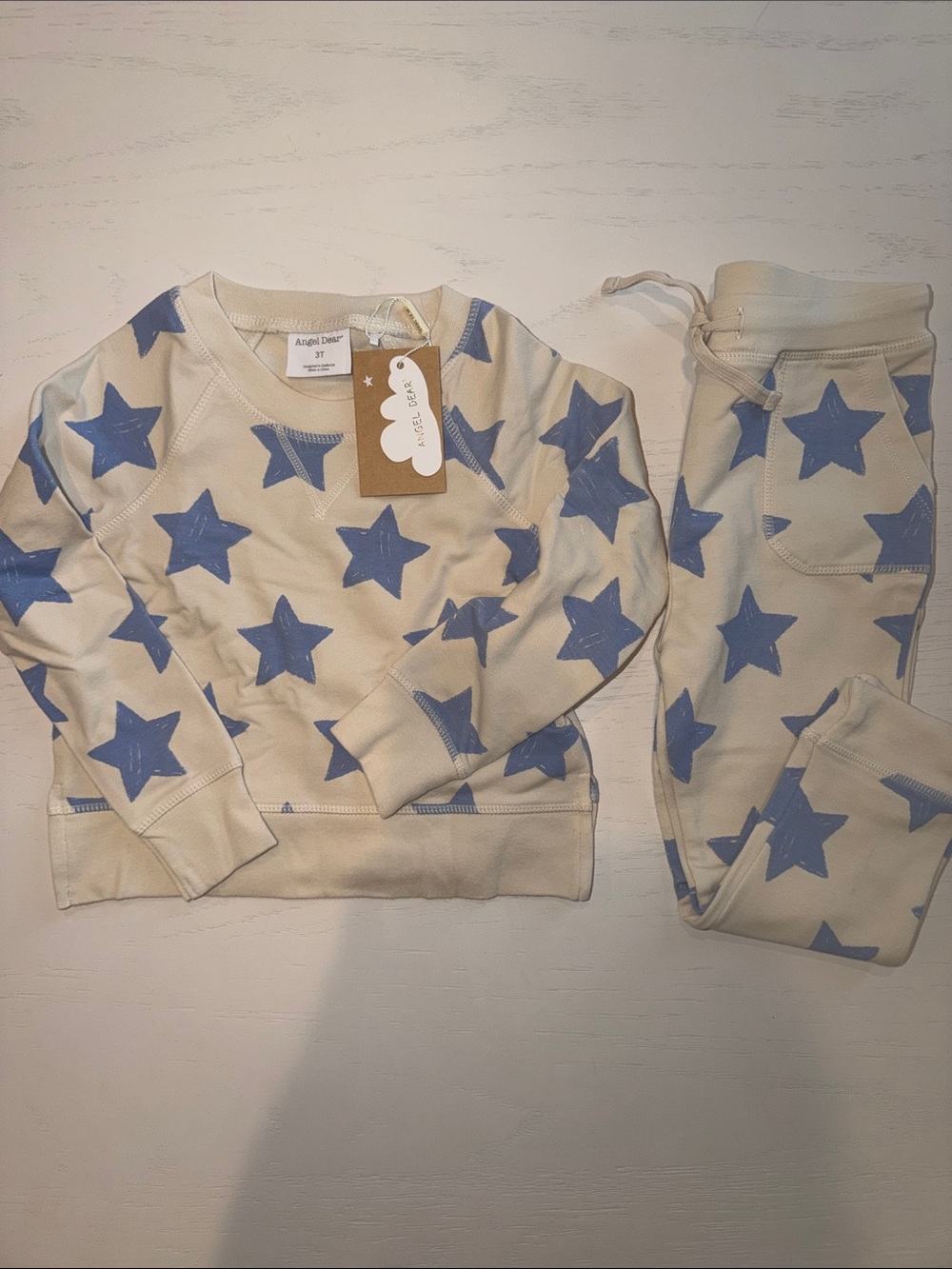 Angel Dear Organic Cotton Star Sweatshirt Joggers Set 3T